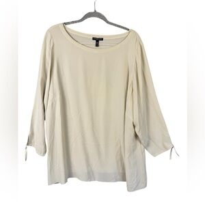 Eileen Fisher silk cream tunic blouse